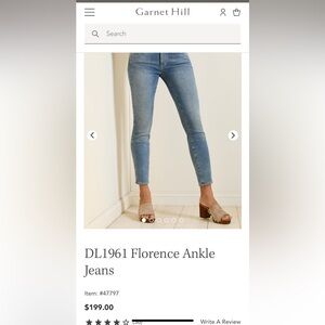 DL1961‎ Florence ankle jeans . Preowned but no flaws. Just worn. Retail 199